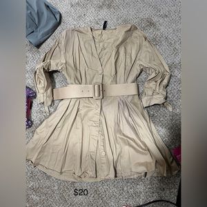 Zara khaki button down dress with belt